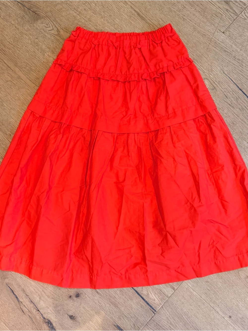 Zara long Red Tiered Girls' Skirt with Elastic Waist